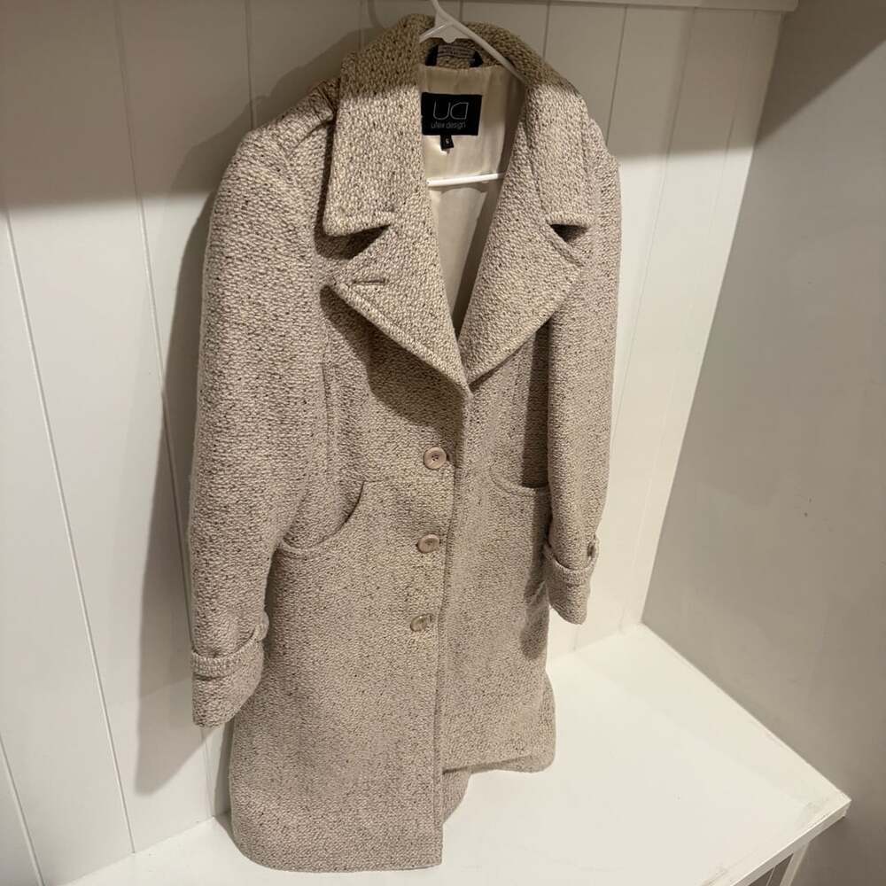 Utex Design Wool Blend Tweed Button Front Coat Size 6